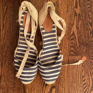 Striped espadrille wedges